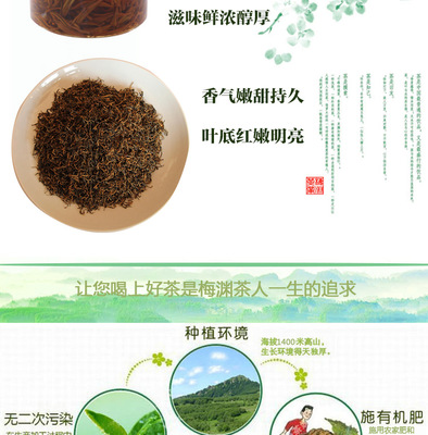 梅园茶业销售高山茶叶潭顶红拉链袋装特级红茶品质保证